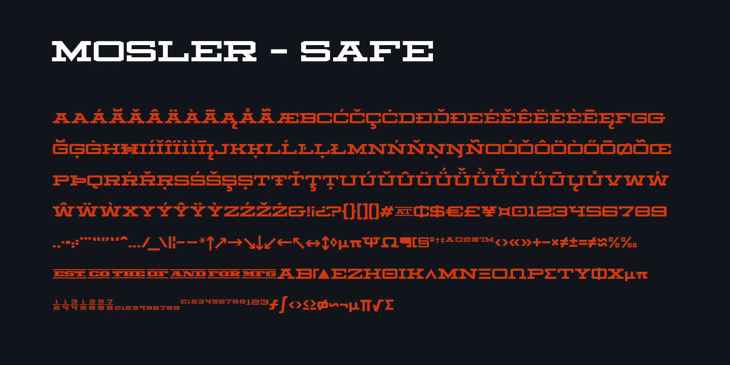 Пример шрифта Mosler Safe